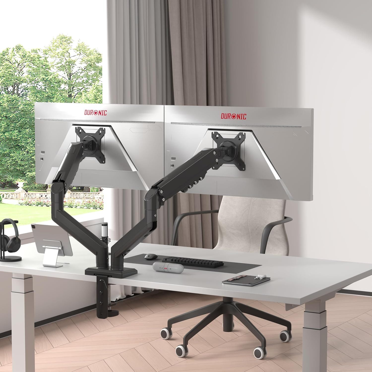 Duronic Monitor-Halterung DM6A2 Dual Monitorhalterung mit Gasfeder, Monitorarme für zwei