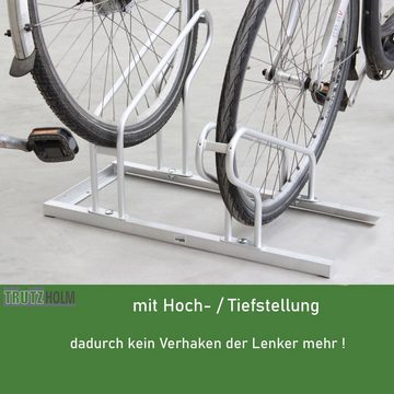 TRUTZHOLM Fahrradständer Fahrradständer für 4 Fahrräder 140x36cm Tief-Hochstellung 2x2 feuerver