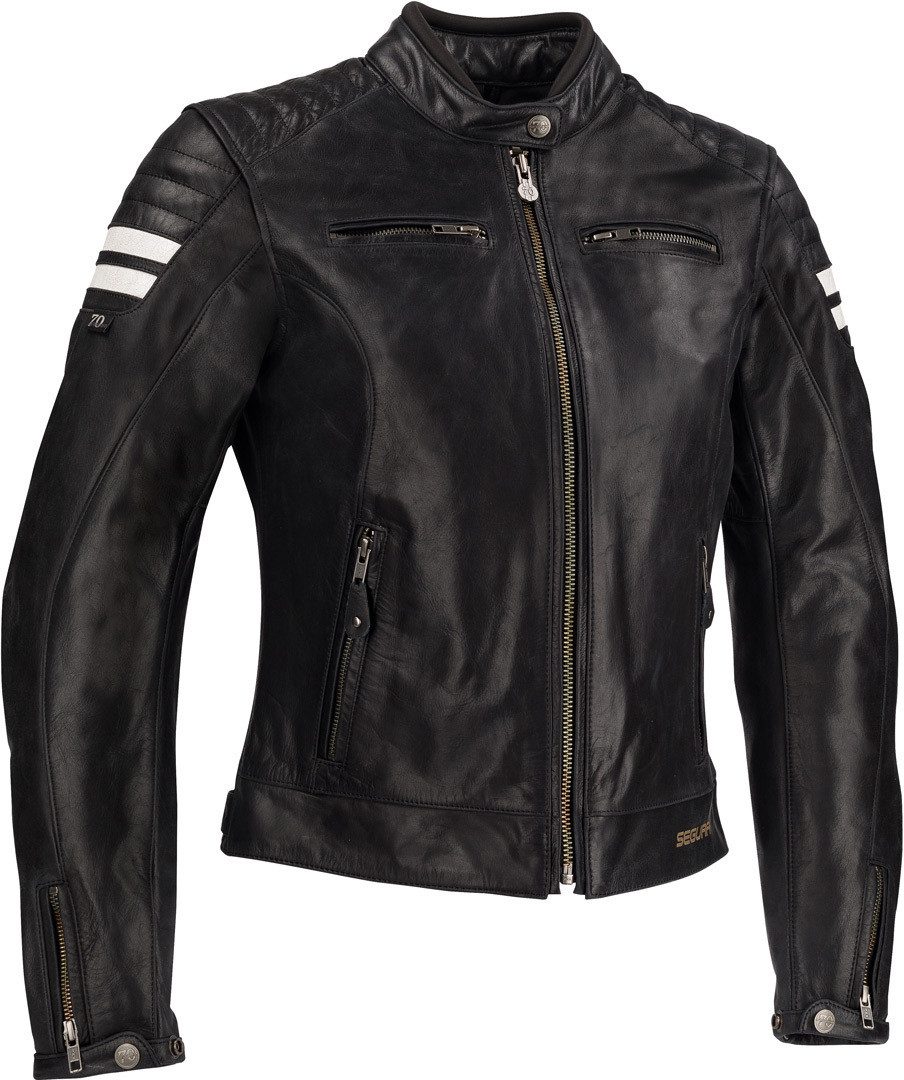 Segura Motorradjacke Stripe Damen Motorrad Lederjacke herausnehmbares Innenfutter