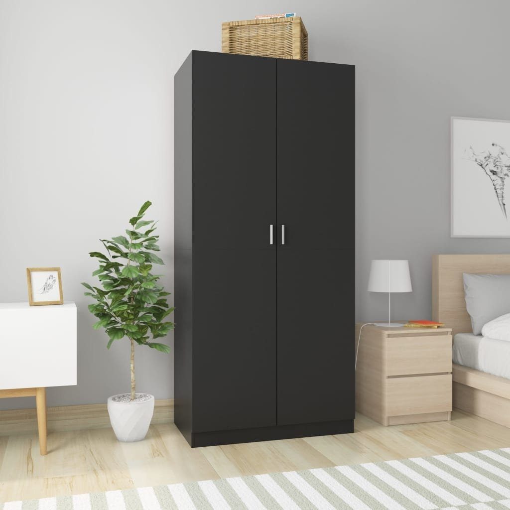 möbelando Kleiderschrank 299899 (LxBxH: 52x90x200 cm) in Schwarz mit 2 Türen