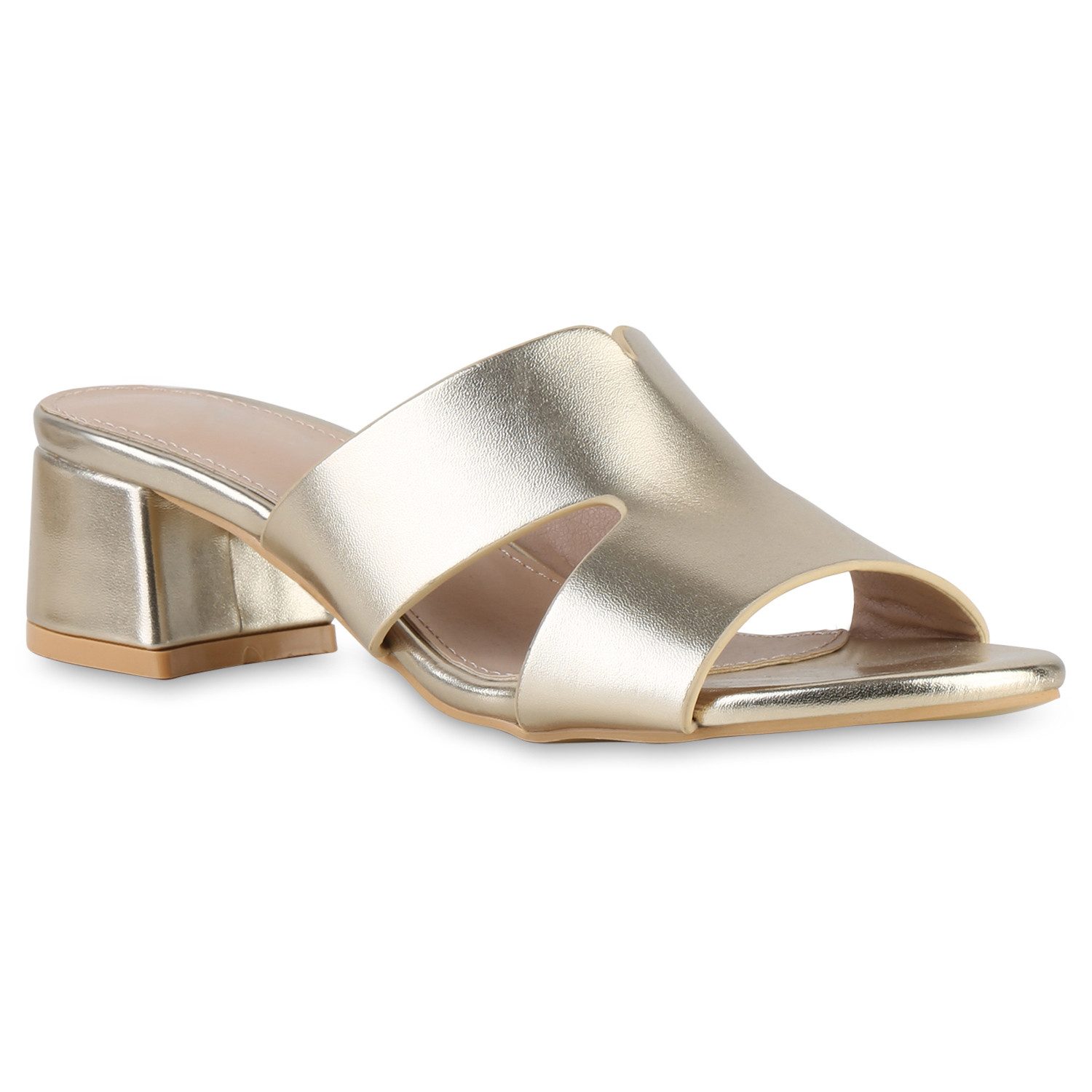 VAN HILL 841542 Sandalette Damen Pantoletten Sandaletten Cut-outs Leder-Opt günstig online kaufen