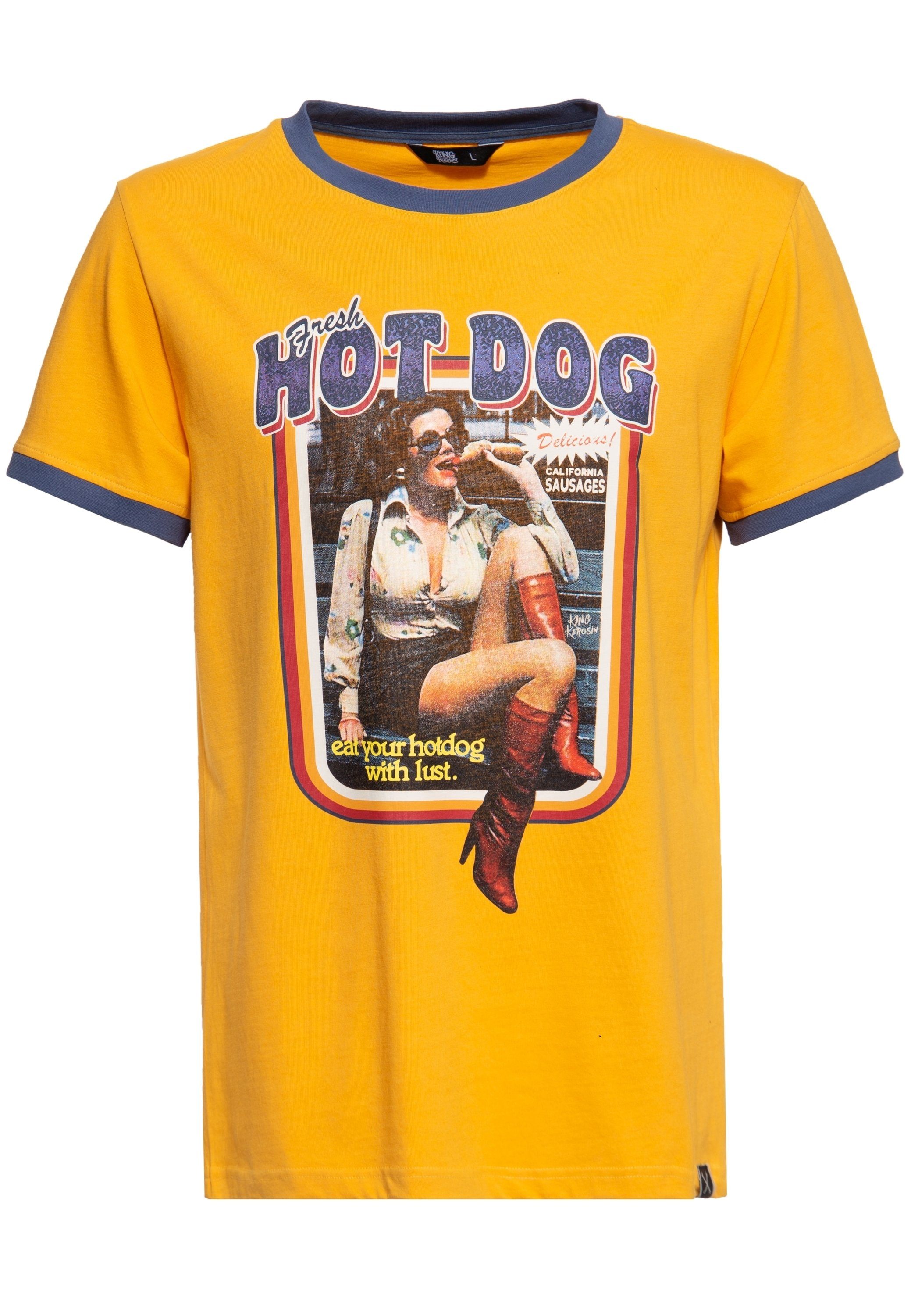 KingKerosin Print-Shirt Hot Dog (1-tlg) Retro Frontprint