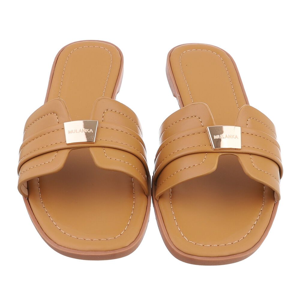 Ital-Design Elegante Sandaletten für entspannte Tage Pantolette (89322969) Blockabsatz Pantoletten in Camel