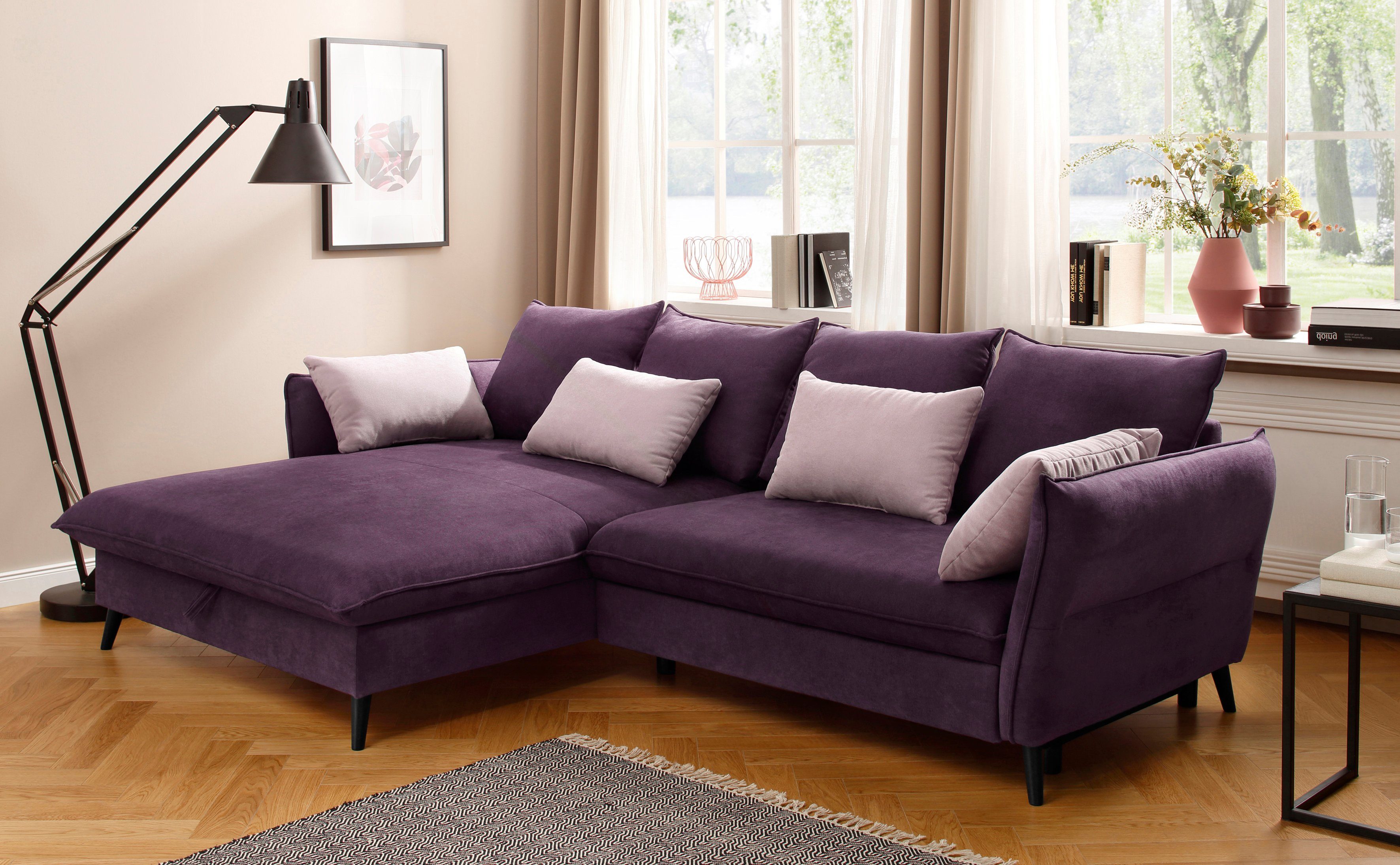 Home affaire Ecksofa Tirano, moderne Optik, komfortabel, Breite 274cm,L-Form, wahlweise mit Bettfunktion und Bettkasten