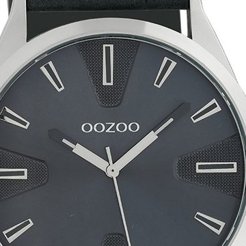 OOZOO Quarzuhr Oozoo Herren Armbanduhr Timepieces Analog, Herrenuhr rund, extra groß (ca. 46mm) Lederarmband, Fashion-Style