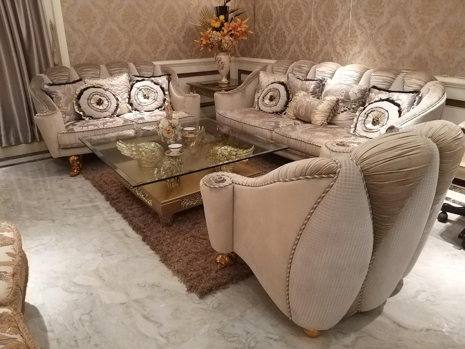 Polstergarnitur Klassische Sofagarnitur 3+2+1 Barock Rokoko Sofa Couch Couchen