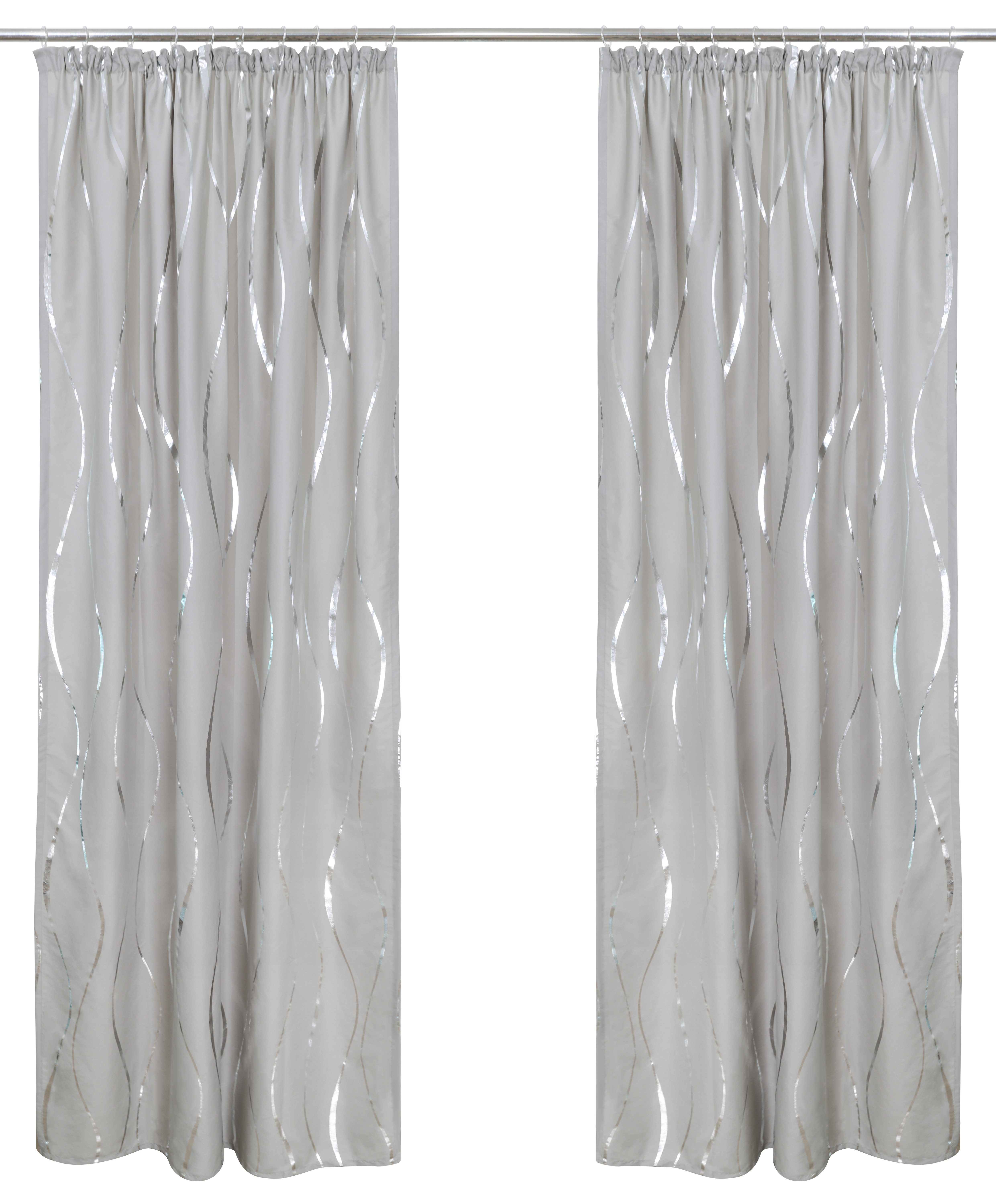 OTTO home Gardine Quinnton (2 St), Kräuselband, blickdicht, Blickdicht, 2er‑Set. Metallic‑Akzenten, Kräuselband