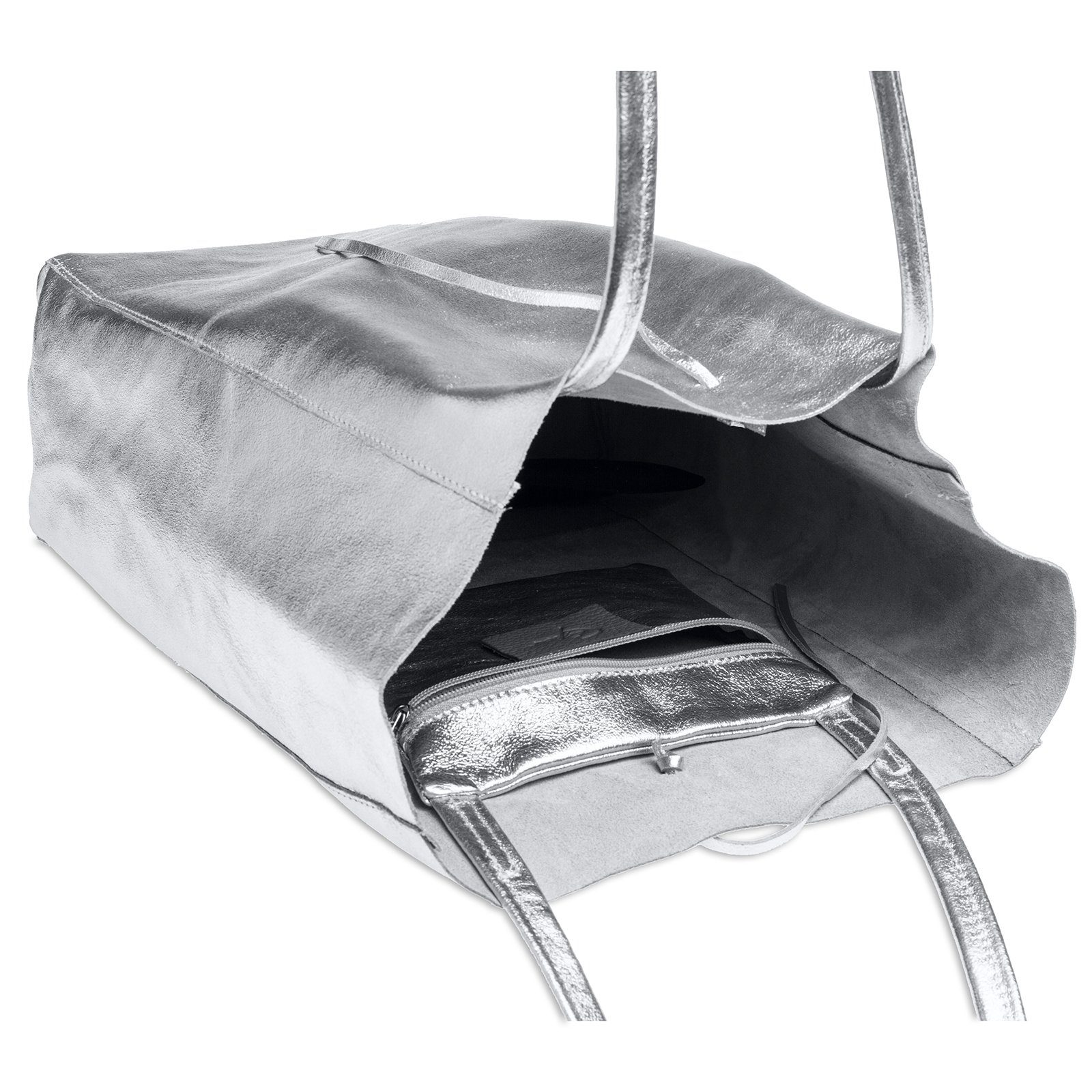 Caspar Schultertasche Großer Damen Leder Shopper Metallic - CLASSIC LINE - günstig online kaufen