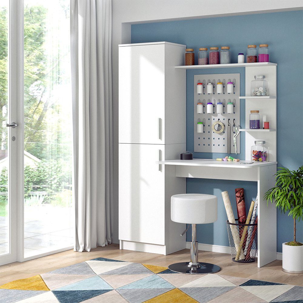 Vicco Arbeitstisch Schreibtisch Schminktisch Tessa Weiss Basteltisch Mit Schrank Online Kaufen Otto