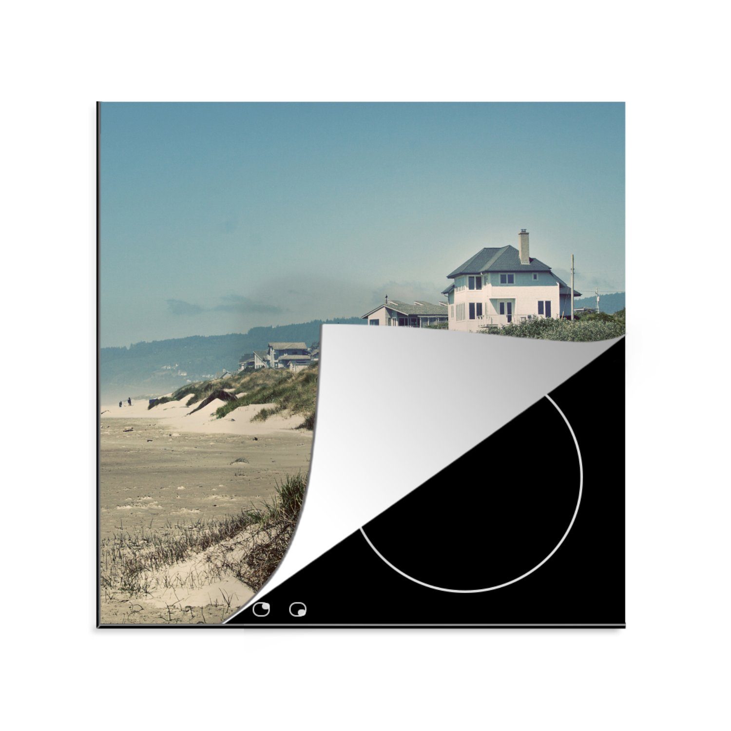 Ceranfeldabdeckung, Arbeitsplatte Weiße tlg), Strandhäuser, (1 78x78 Herdblende-/Abdeckplatte für Vinyl, küche MuchoWow cm,