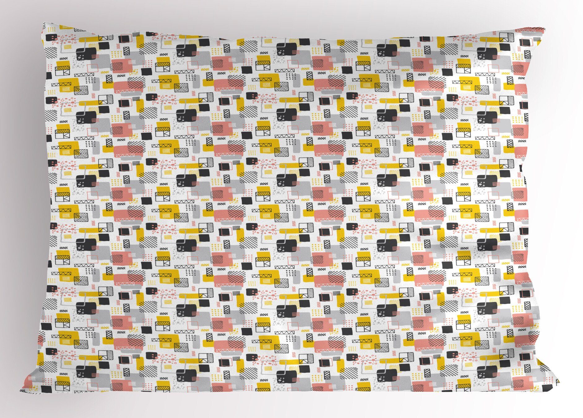 Gedruckter Kissenbezüge Gekritzel Abakuhaus Geometric Stück), Standard Size Kissenbezug, (1 King Scrapbook Squares Dekorativer