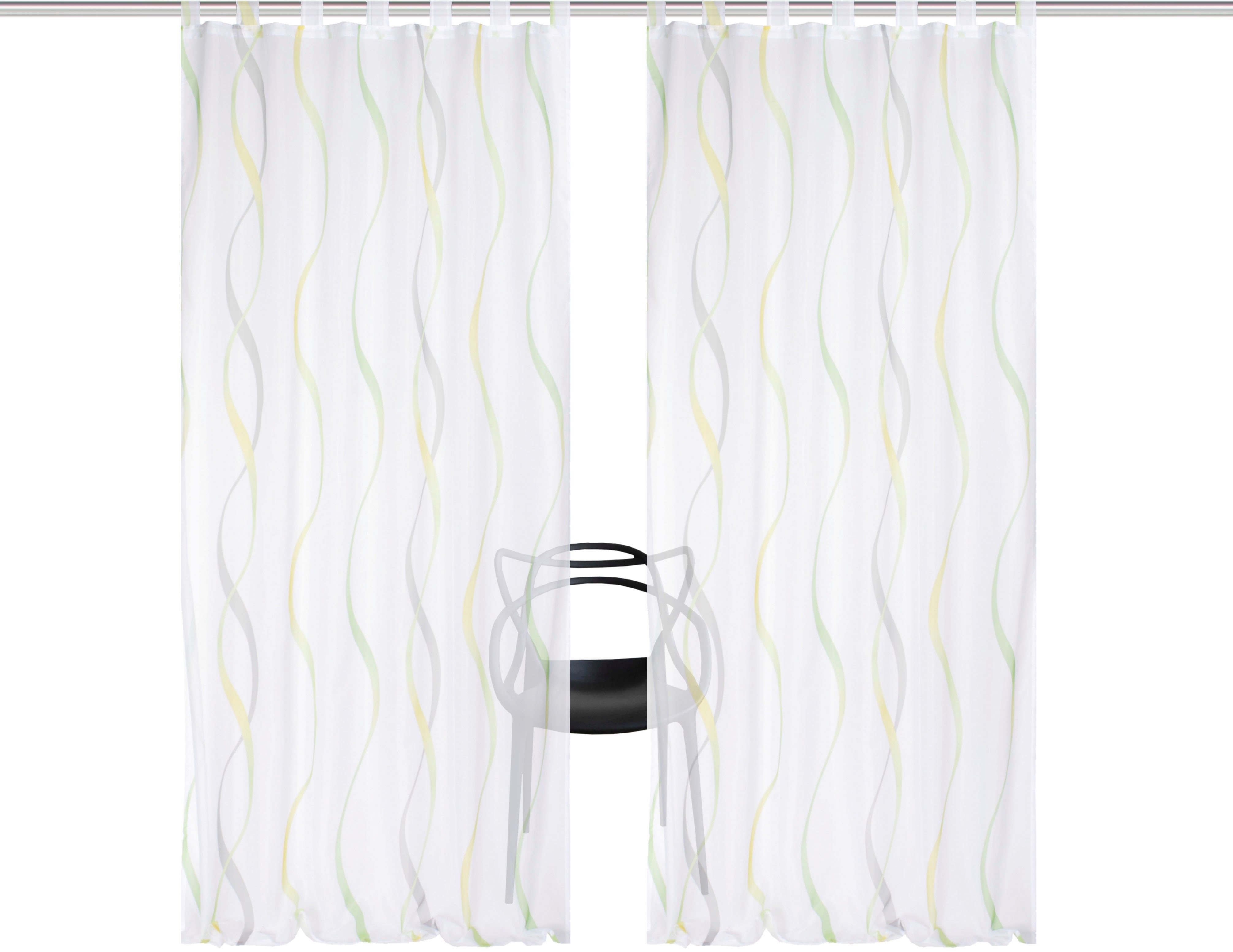 HOME WOHNIDEEN Vorhang SCHLAUFENSCHAL (2 St), Schlaufen, transparent, Voile, 2er Pack Schlaufenschal bedruckt