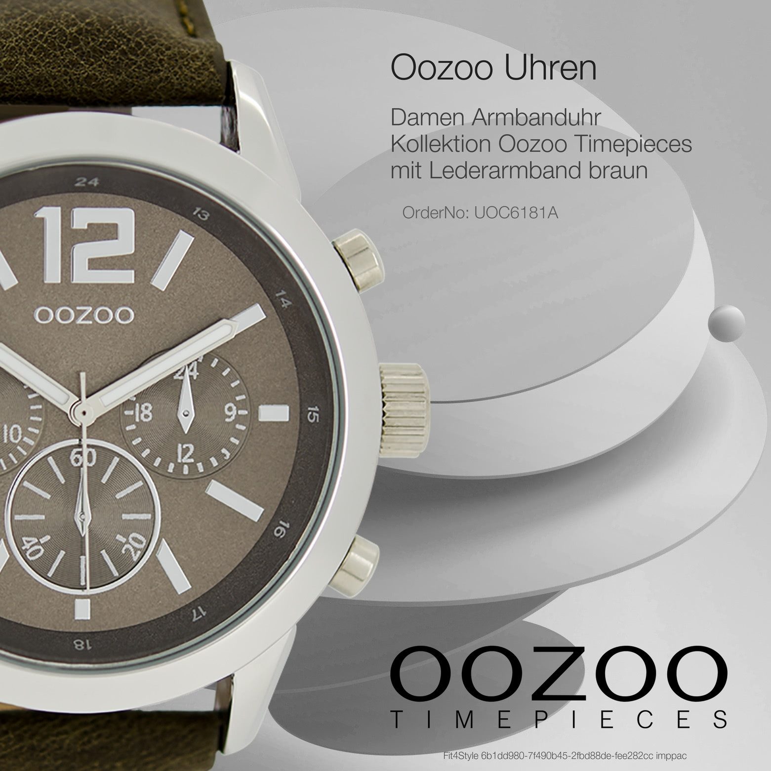 OOZOO Quarzuhr Oozoo Damen Armbanduhr braun Analog matt, (Analoguhr), Damenuhr rund, groß (ca. 43mm) Lederarmband, Casual-Style