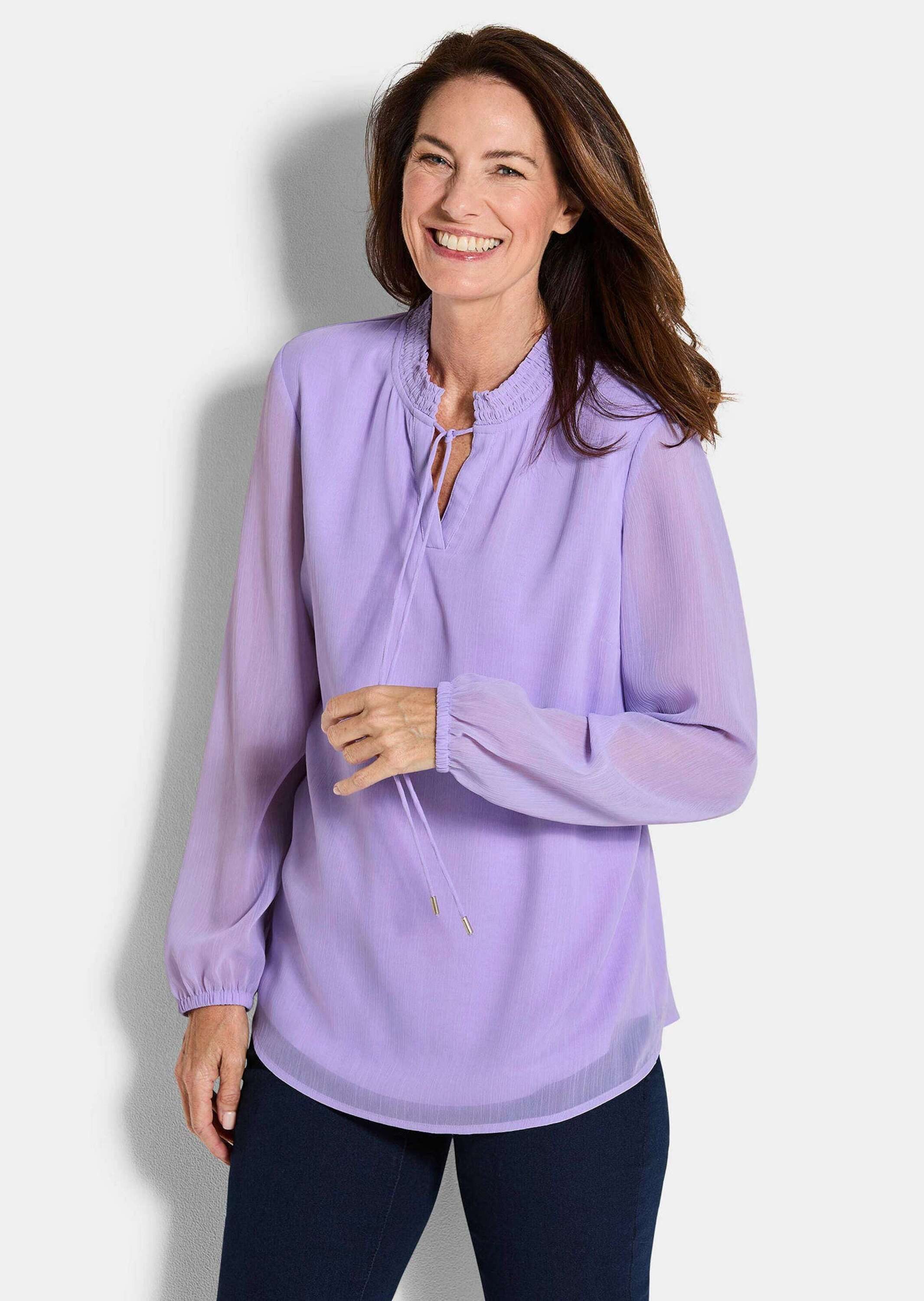 GOLDNER Chiffonbluse Kurzgröße: Elegante Jersey-Bluse mit günstig online kaufen