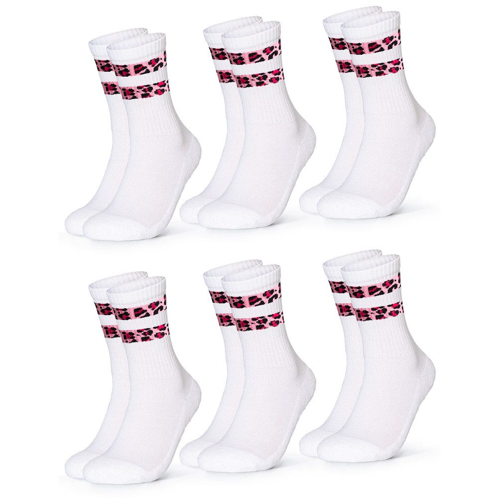 OCCULTO Tennissocken Occulto Damen Leoparden Muster Tennis Socken 6er Pack (Modell: Nala) (6-Paar)
