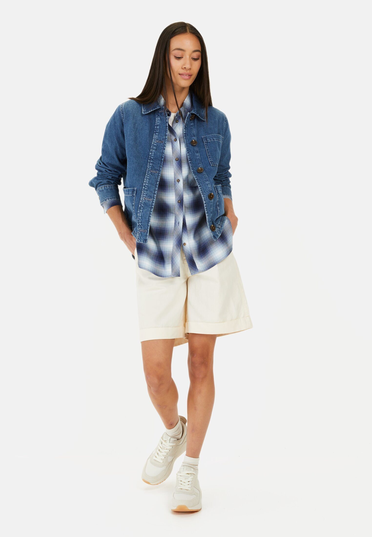 camel active Hemdjacke aus Baumwolle Langarm Button-Down Markenlogo