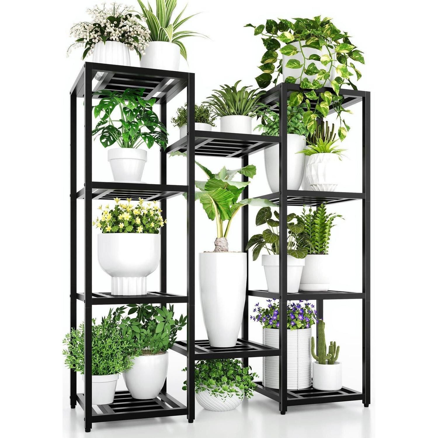 LuxusKollektion Stufenregal Pflanzenständer 10 Etagen Metall schwarz 127cm, 1-tlg.