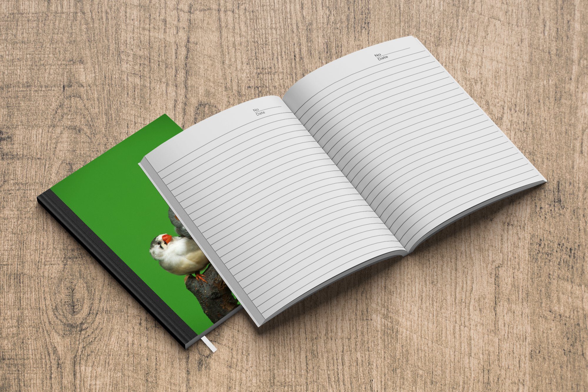 Zebrafinken Merkzettel, Journal, Hintergrund, Notizbuch A5, MuchoWow Tagebuch, auf Seiten, Zwei 98 Notizheft, grünem Haushaltsbuch