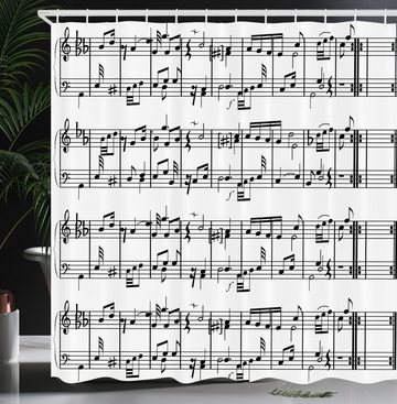 Abakuhaus Duschvorhang Moderner Digitaldruck mit 12 Haken auf Stoff Wasser Resistent Breite 175 cm, Höhe 180 cm, Musik Hinweise zum Clef