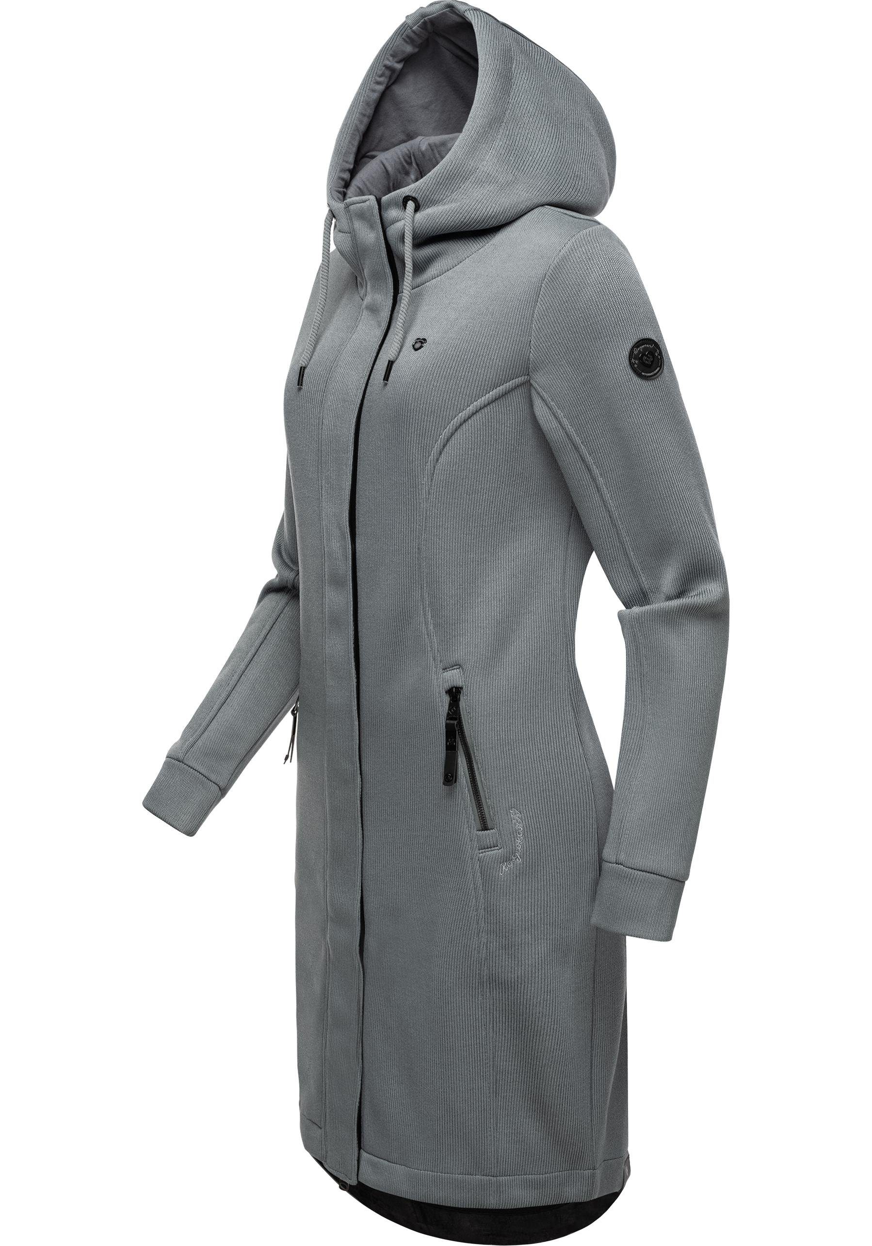 Ragwear Kurzmantel Letti Long Bonded Übergangsmantel aus Rippstrick mit Kapuze