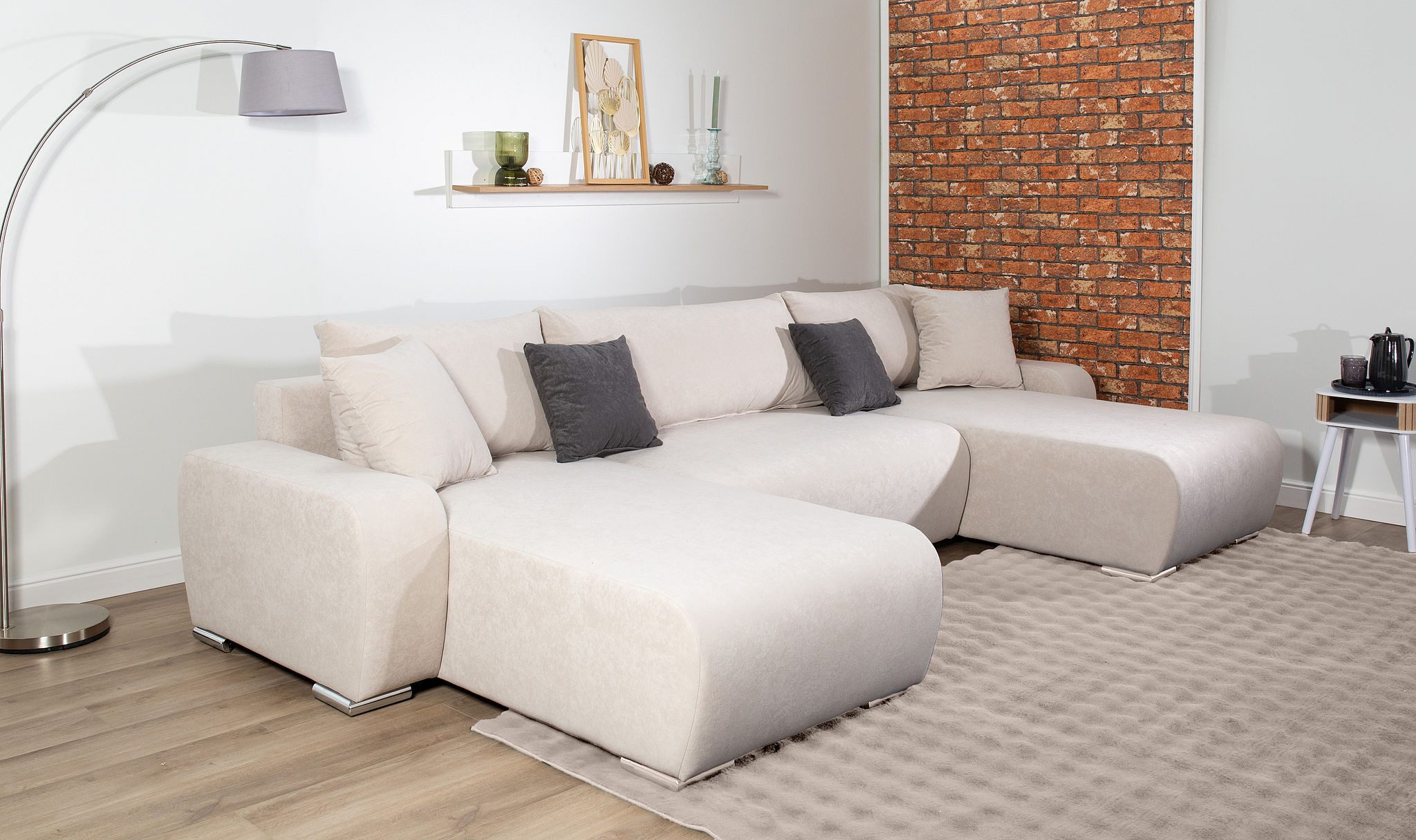 COLLECTION AB Wohnlandschaft Paola U-Form, B: 314 cm, Schlaffunktion, Bettkasten & 4 Zierkissen, Federkern