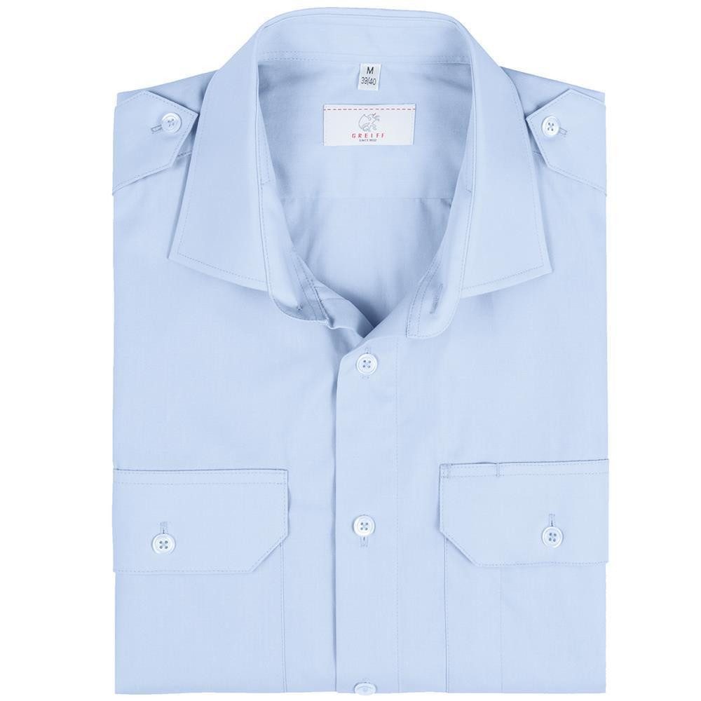 GREIFF Kurzarmhemd Greiff SIMPLE Herren Pilothemd Kurzarm New-Kent Regular Hellblau