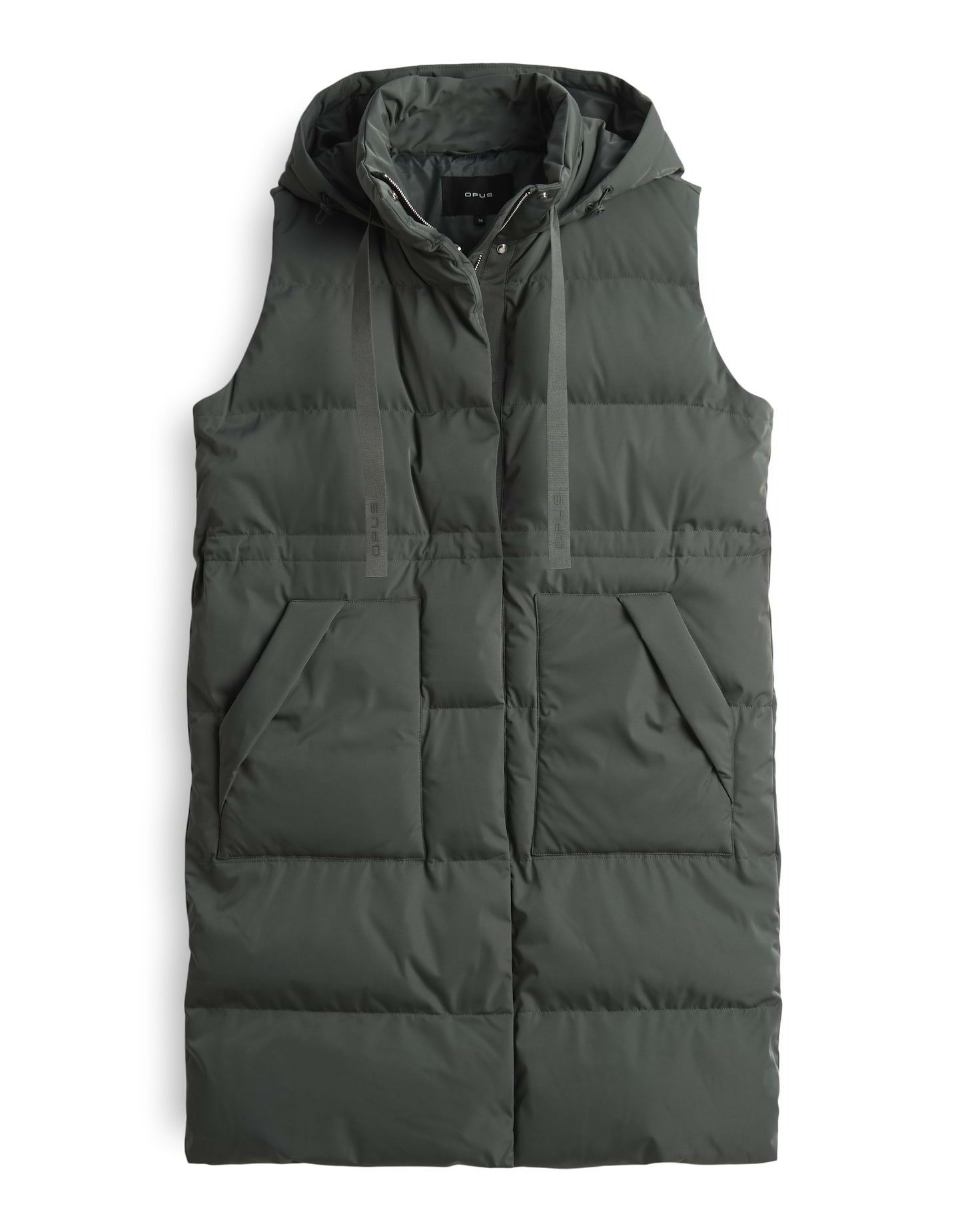 OPUS Steppweste WALMA mit Kapuze knielang, aufgesetzte Taschen vorne, verde günstig online kaufen