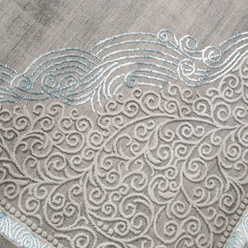 Teppich Vintage-Flair Orient Teppich verwaschen in silber-türkis, Carpetia, rechteckig, Höhe: 12 mm, Fußbodenheizungsgeeignet, Seitlich gekettelt