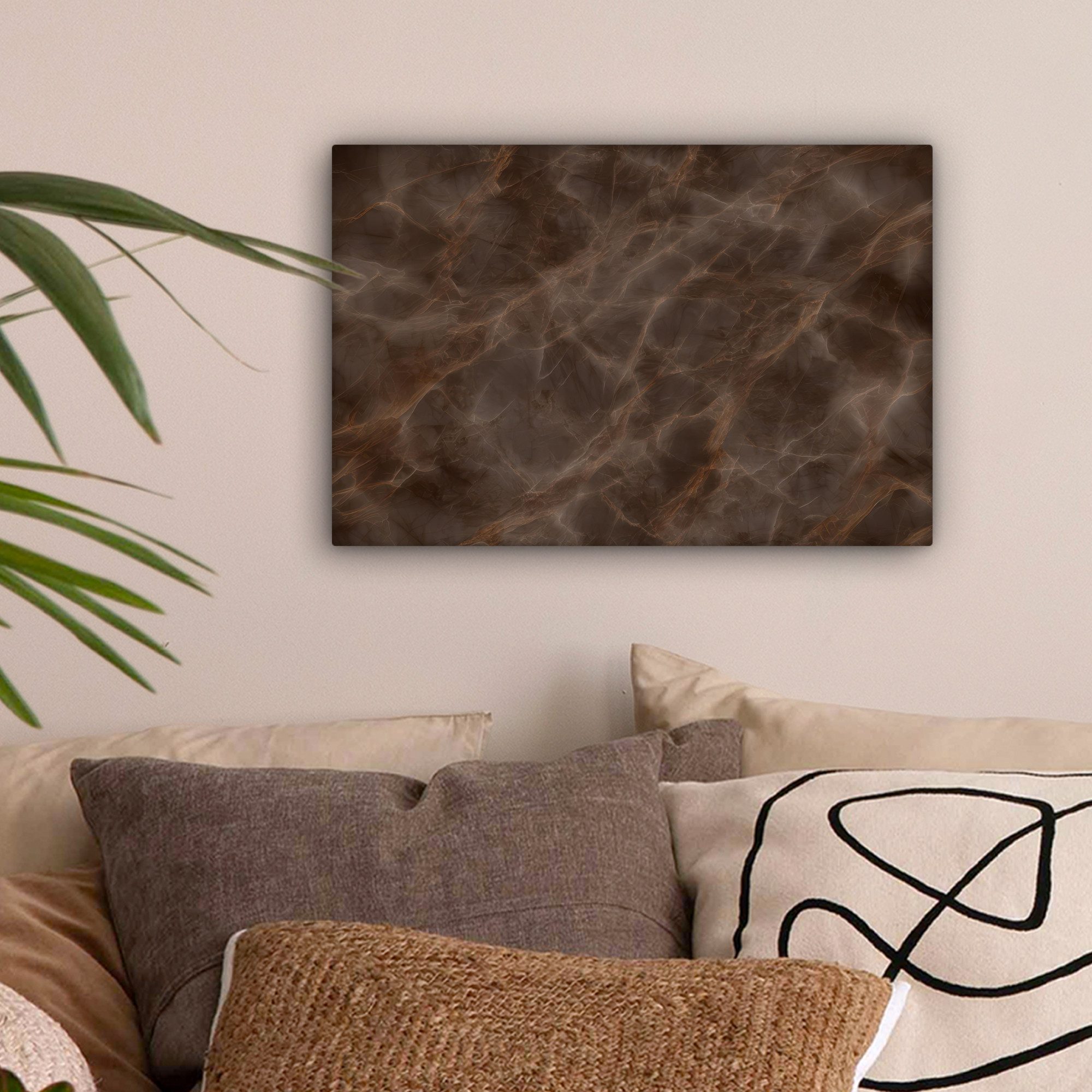 OneMillionCanvasses® Leinwandbild Brauner Marmor - Organisch - Naturstein, günstig online kaufen