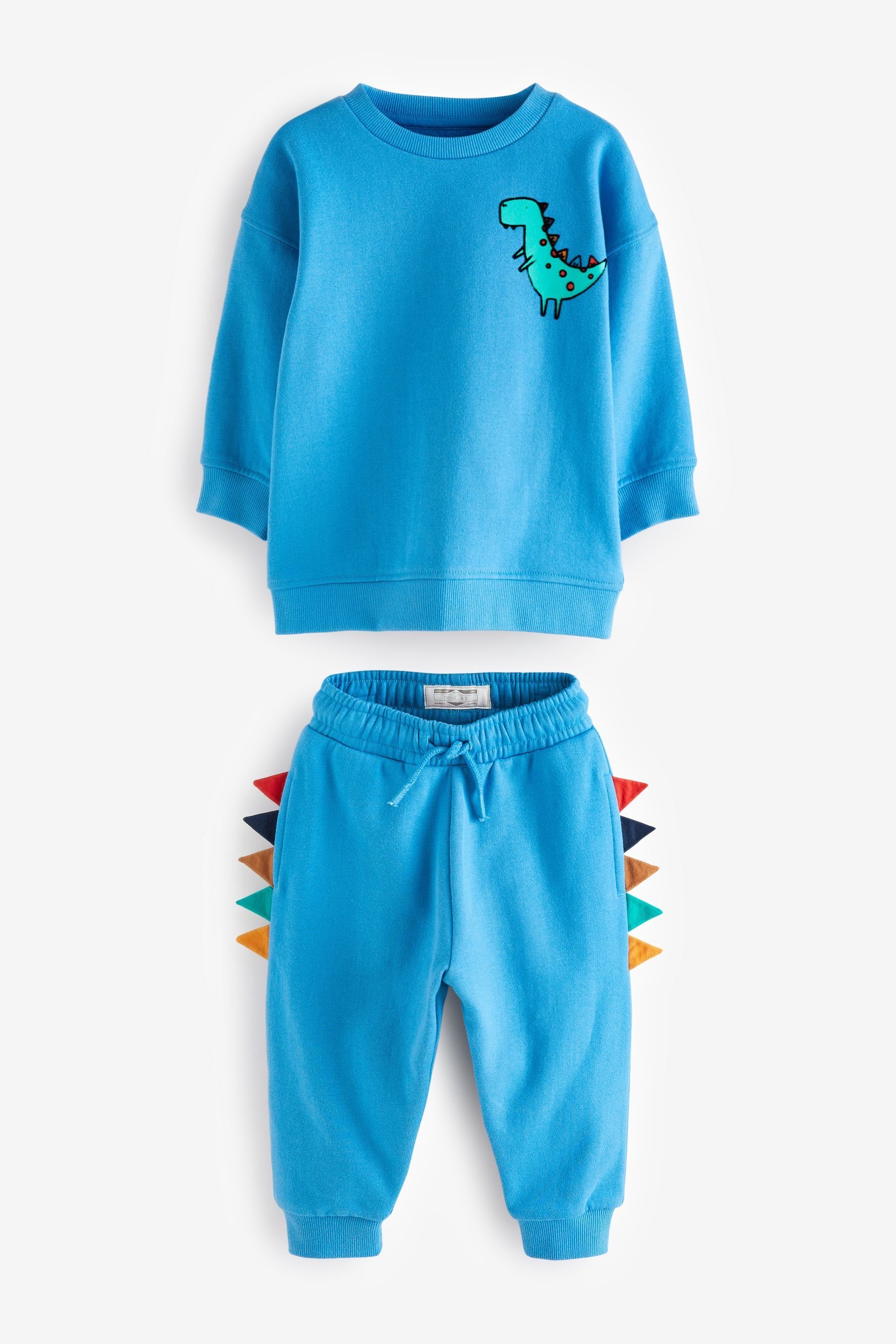 (2-tlg) im Jogginghose Sweatanzug Motiv Next Dinosaur Blue Set Sweatshirt und mit