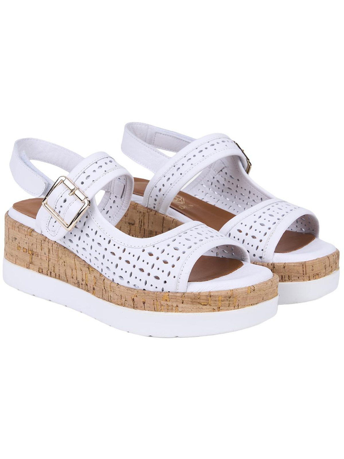 Desa DESA Damen-Keilsandalen aus perforiertem Leder Sandale