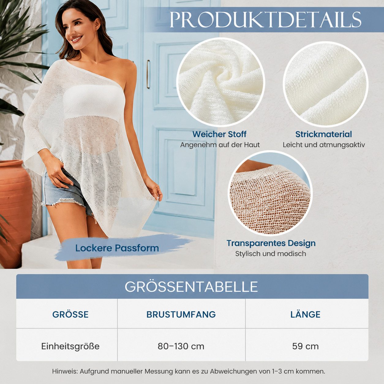 nsihing Schal Strandponcho Damen Schal, Transparenter Häkelponcho Sommer, Schulterfreies Cover-Up für Strand, Pool & Urlaub