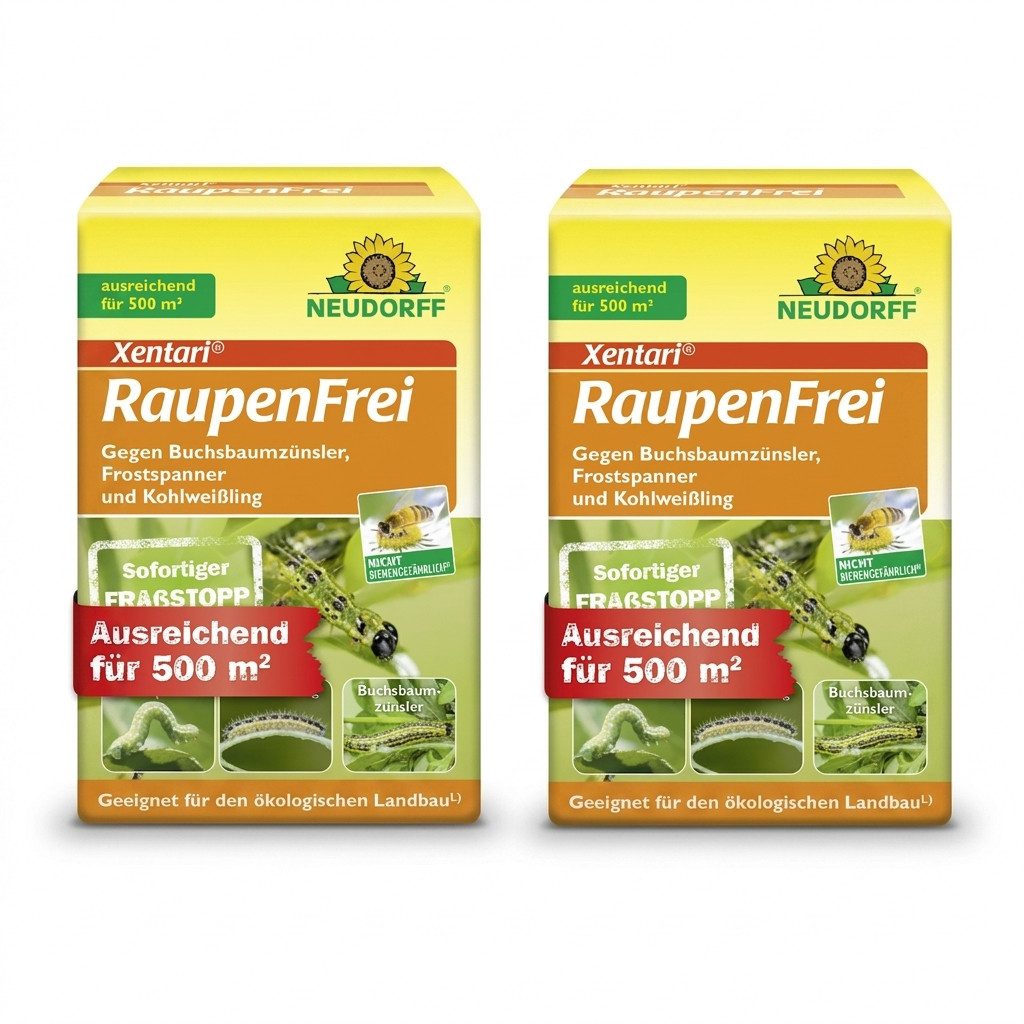 Neudorff Insektenspray Xentari Raupenfrei 2er Set 25g, 2-teiliges Set, 2-St., 2 x Xentari 25 g gegen Schmetterlingsraupen, Biologisches Insektizid gegen Buchsbaumzünsler und Gespinstmotten