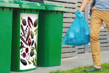 MuchoWow Wandsticker Gemüse - Obst - Regenbogen (1 St), Mülleimer-aufkleber, Mülltonne, Sticker, Container, Abfalbehälter