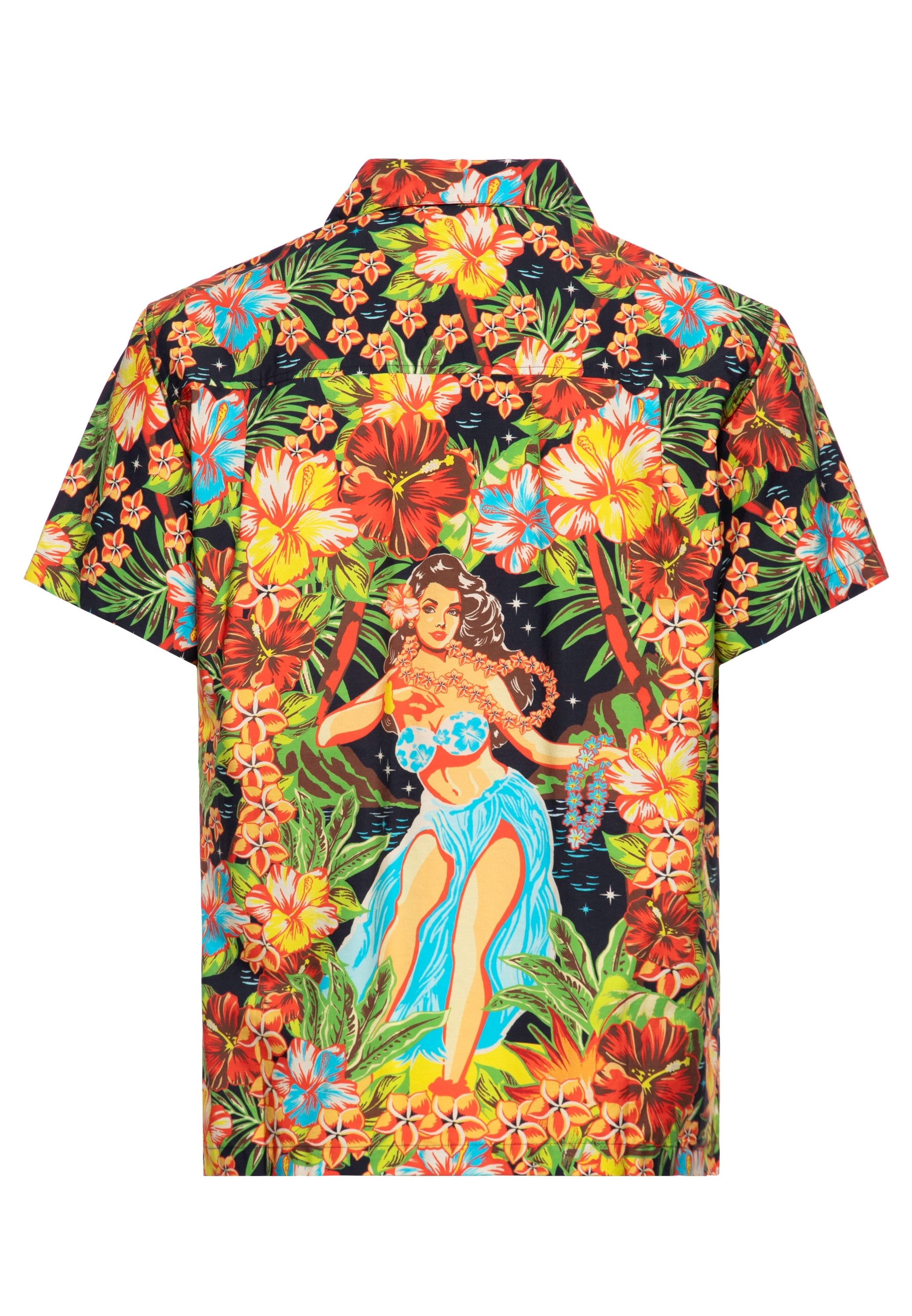 KingKerosin Kurzarmhemd Hula Girl mit Hula-Girl-Artwork günstig online kaufen