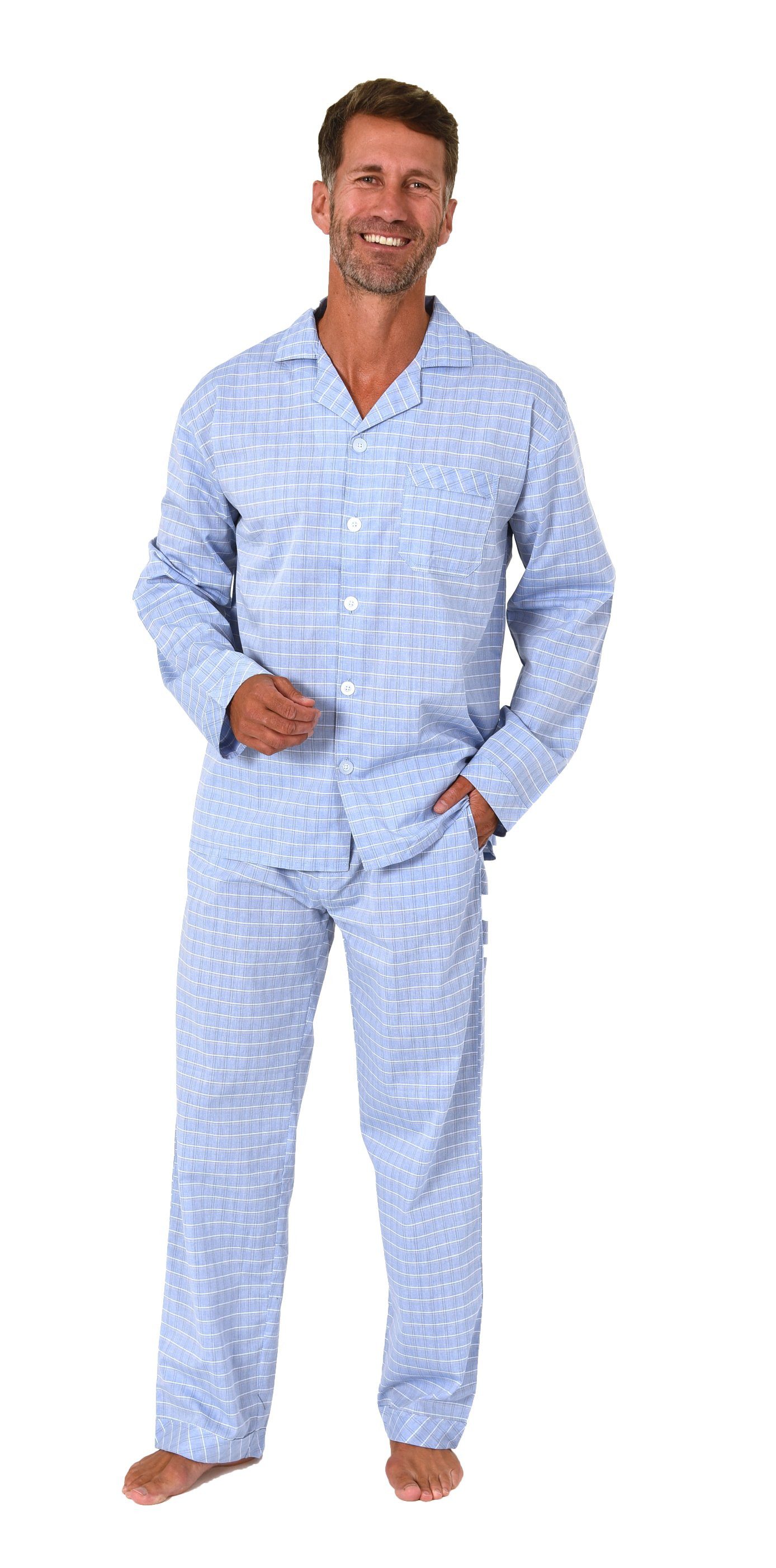 Normann Pyjama Normann Herren langarm Schlafanzug Pyjama gewebt zum durchkn günstig online kaufen