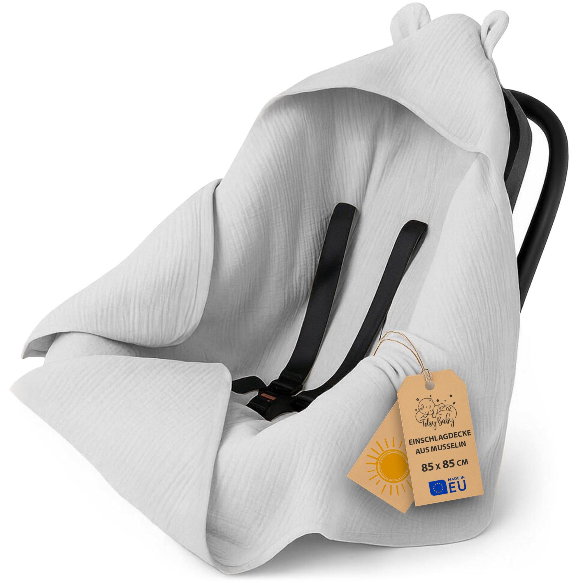 Einschlagdecke Musselin – Atmungsaktive Babydecke für Kinderwagen und Autositz, Totsy Baby