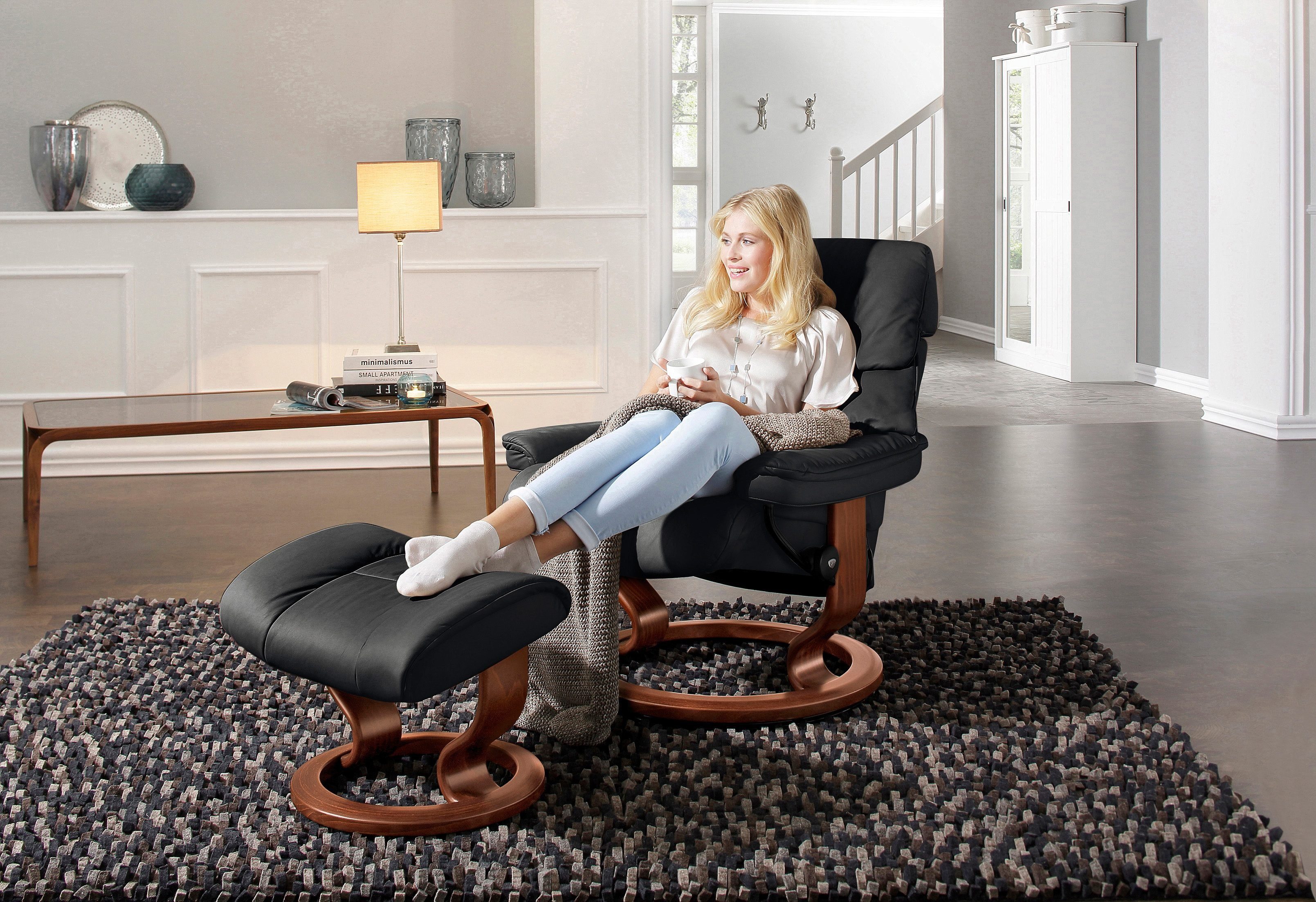Stressless® Relaxsessel Ruby, mit Classic Base, Größe S, Gestell Eiche, Wenge, Braun & Schwarz