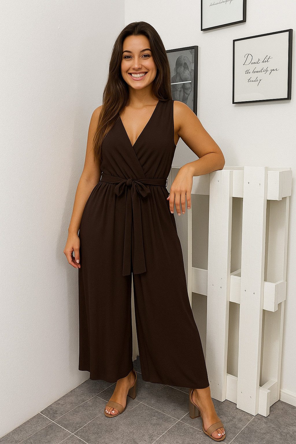 Worldclassca Jumpsuit Worldclassca Jumpsuit Pleated Party Overalls Gürtel Ärmellos Sommer
