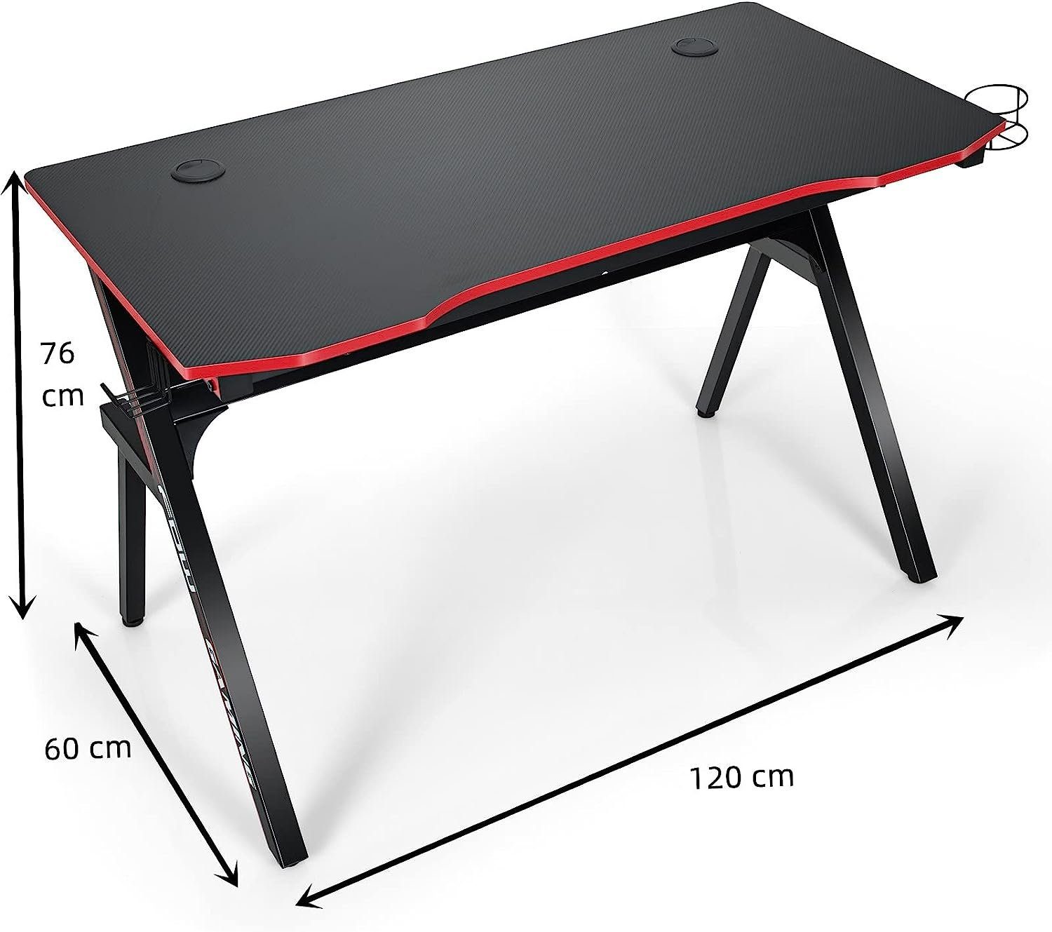 Kohlefaser Eisenrahmen, Gaiming KOMFOTTEU Tisch, PVC-Oberfläche Computertisch Tischplatte, Gebogener in mit
