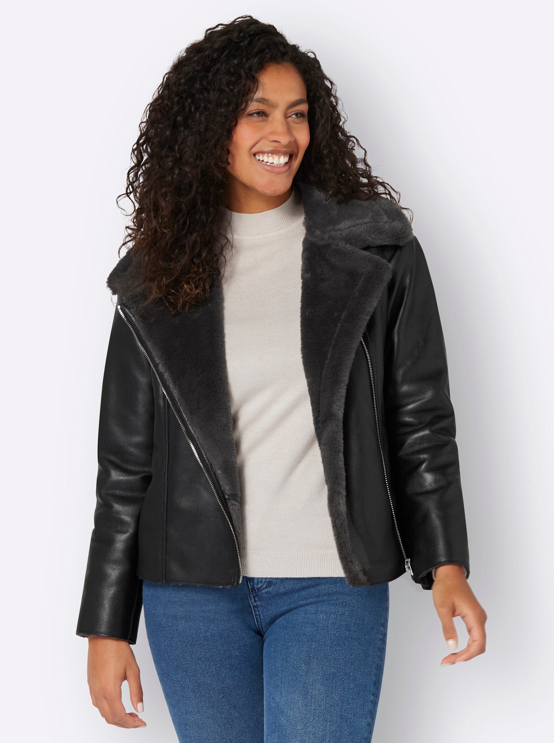 Allwetterjacke Lederimitat-Jacke