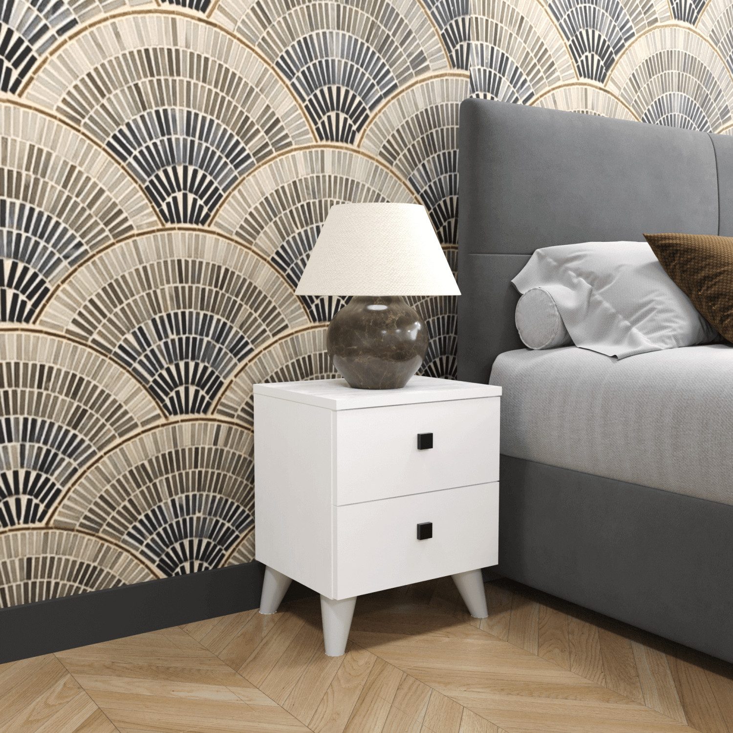 BDR Smart Home Art Kommode Artes Nachttisch mit 2 Schubladen Atlantic Pine Stilvoll & Praktisch