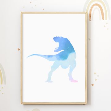 Tigerlino Poster T-Rex Dinosaurier Bilder 3er Set Kinderzimmer Dino Poster Babyzimmer