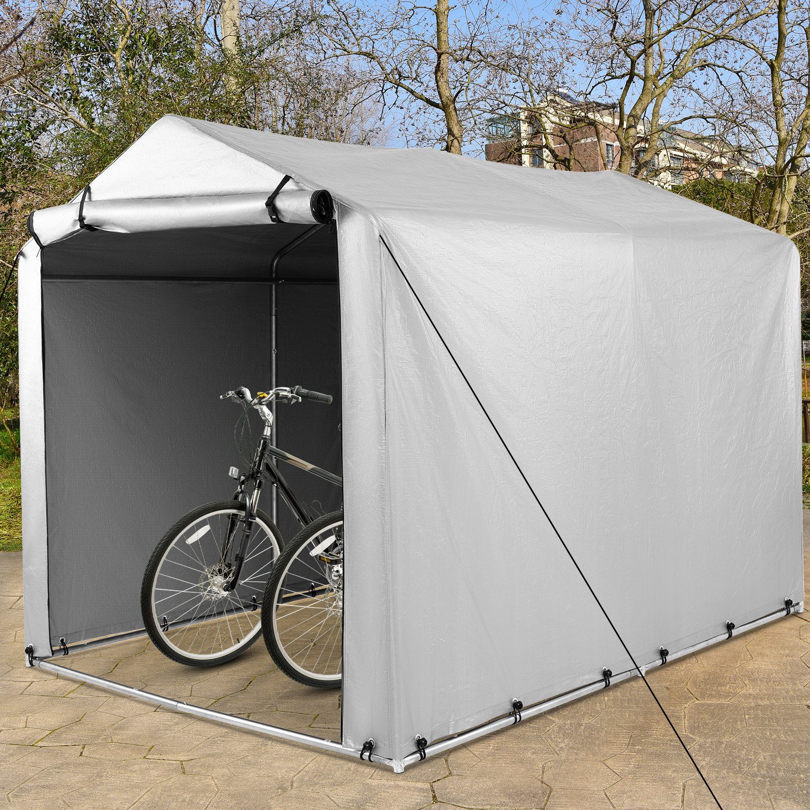 COSTWAY Fahrradschutzhülle (1-St), mit Reißverschlusstür, wasserdicht, 160x218x164cm