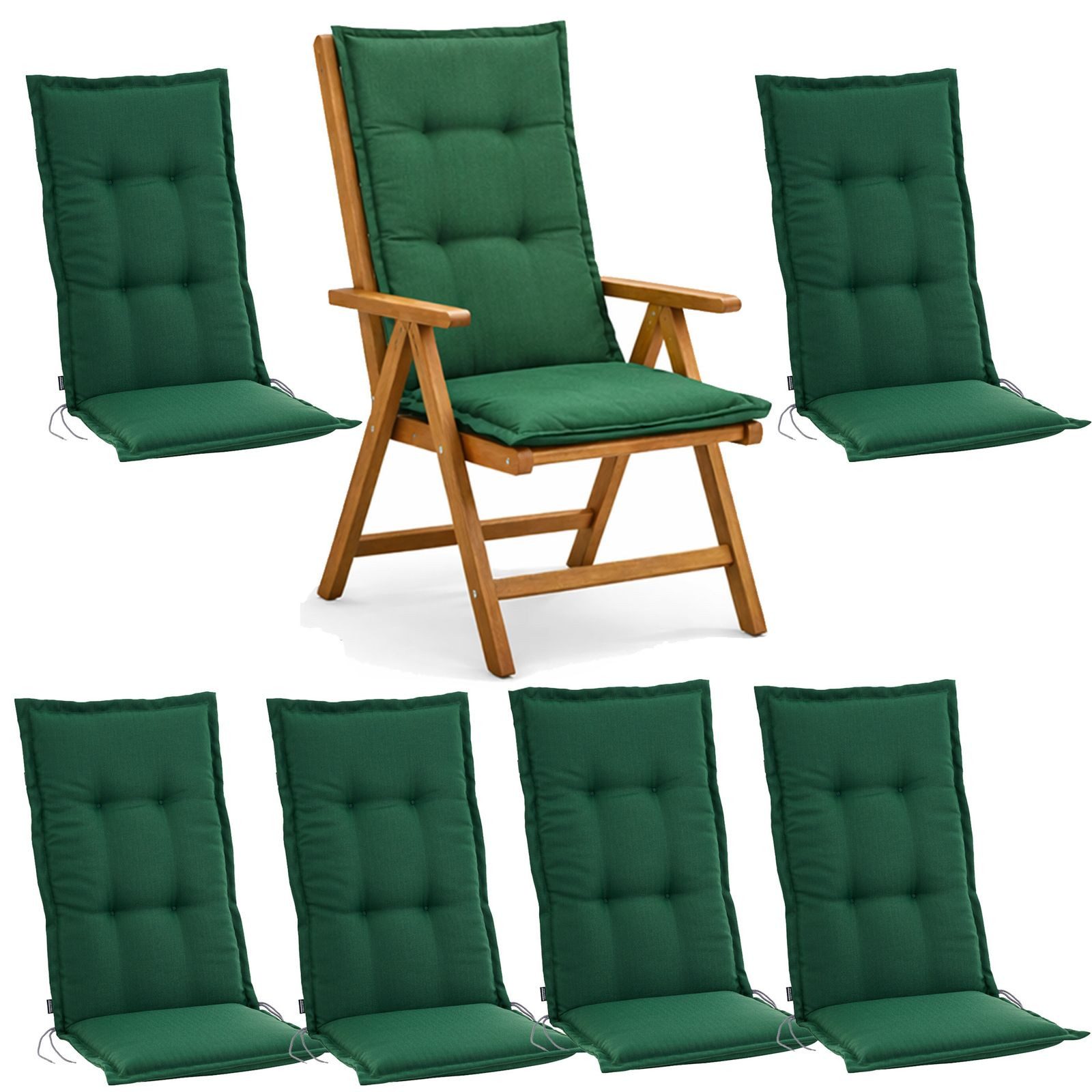 BURI Hochlehnerauflage Hochlehner Auflagen Sitzkissen Polster für Sessel Gartenstuhl Kissen, (6 St)