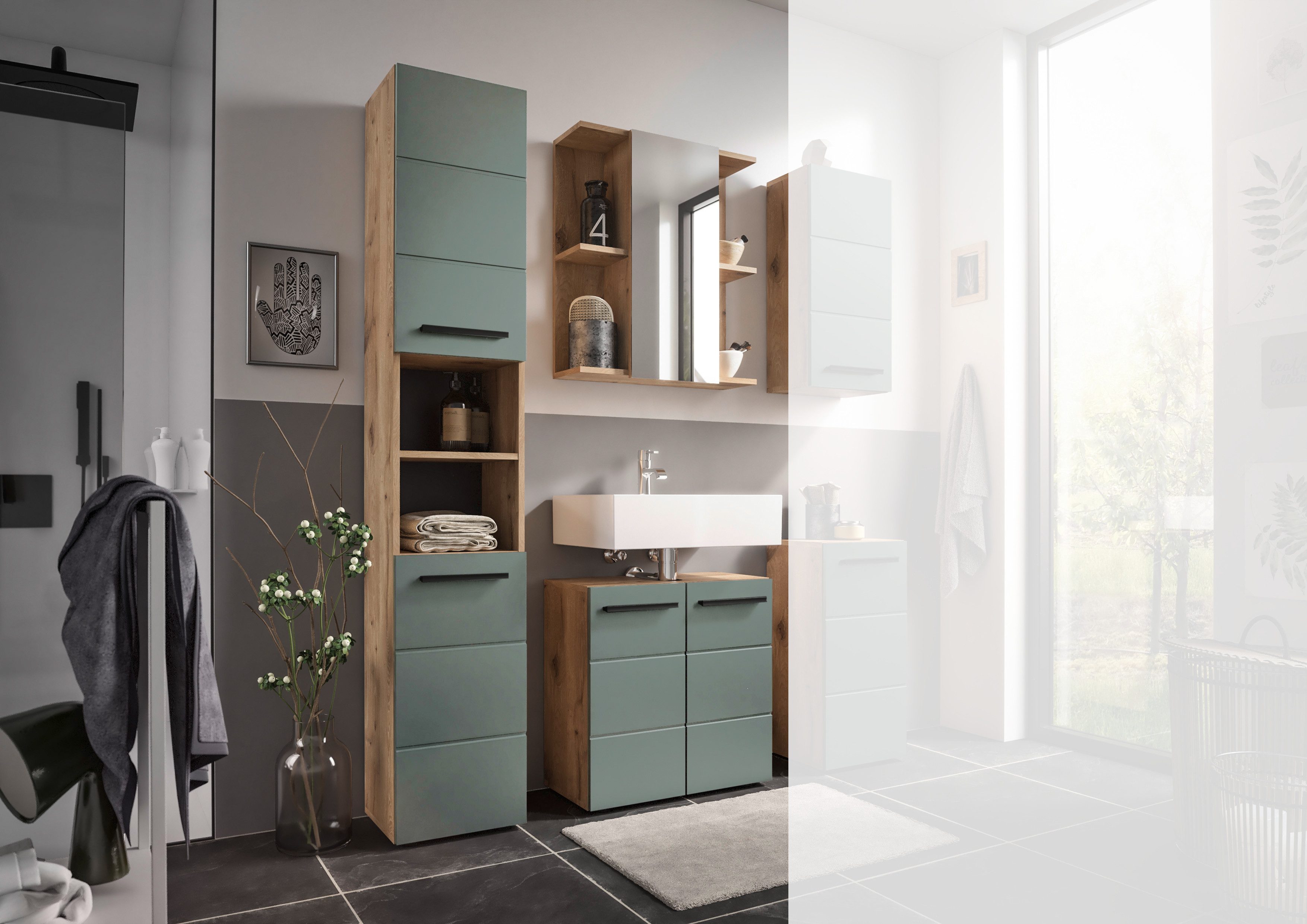 moebel-dich-auf Badmöbel-Set Vail, (Set 2, Hochschrank, günstig online kaufen