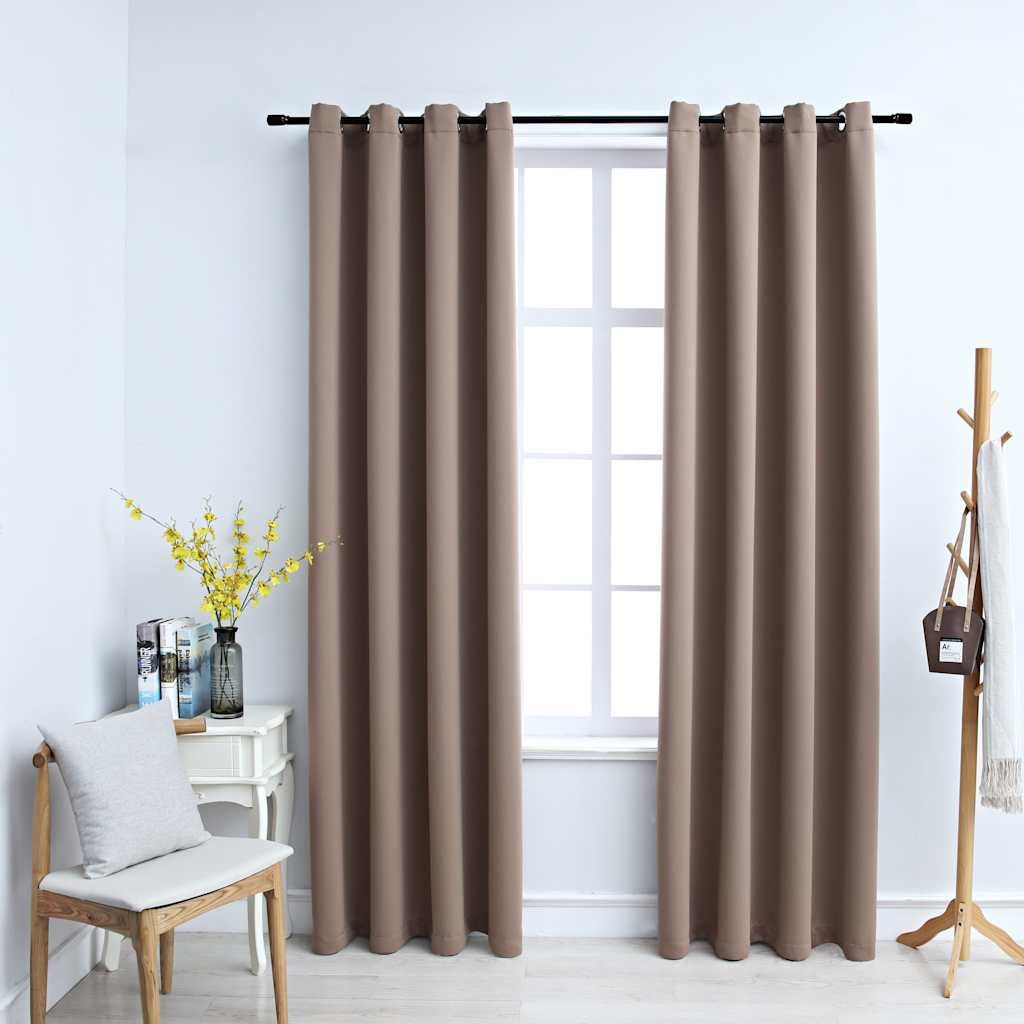 furnicato Vorhang Elegante Vorhänge 140 x 225 cm in Taupe mit Metallringen