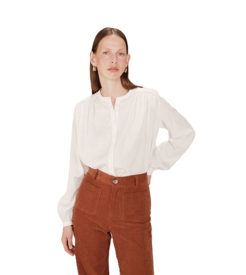 Grace & Mila Langarmbluse Ruched straight blouse SAVANNAH - Damenbluse - Bluse