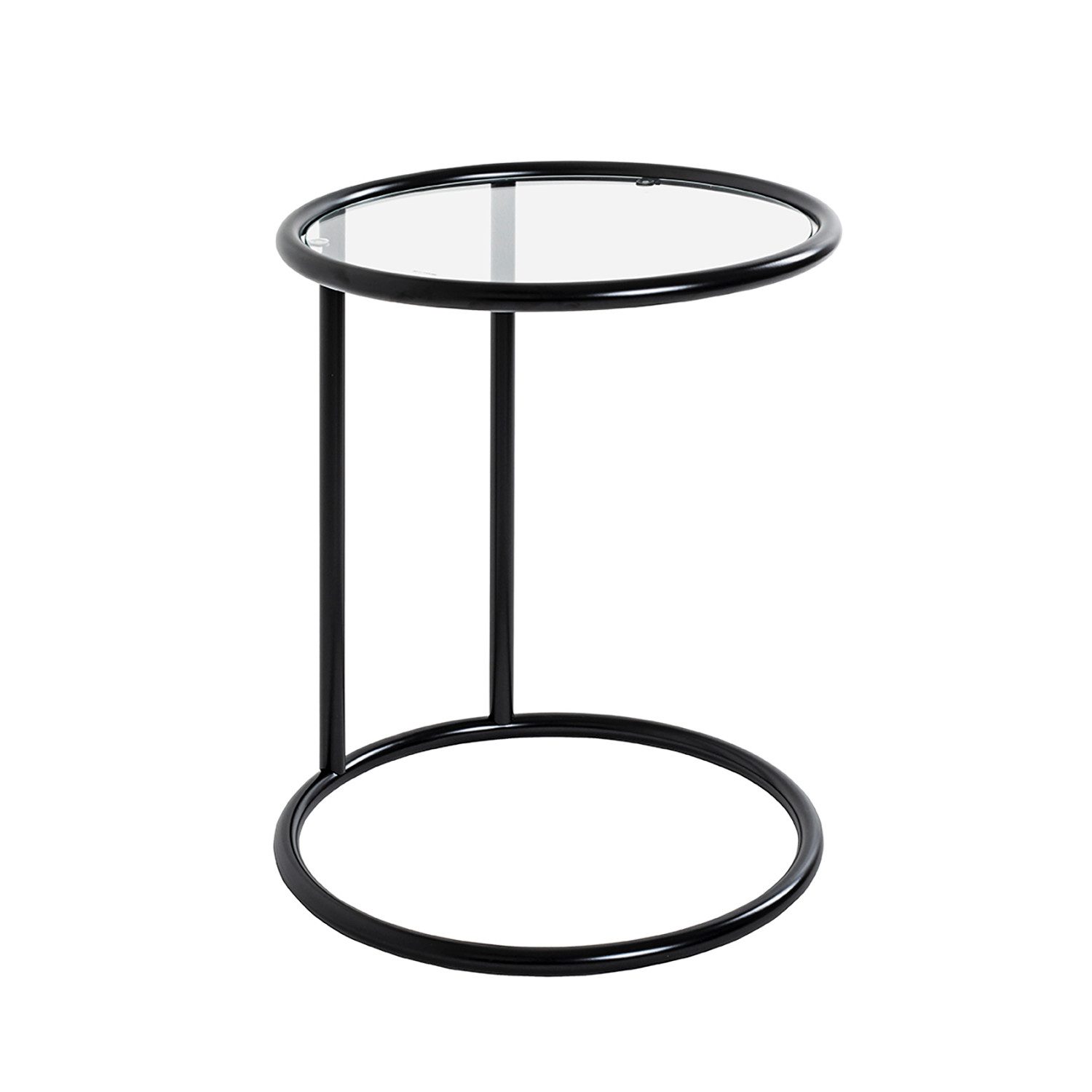 Beistelltisch Tisch - schwarz - Metall, Sicherheitsglas 5 mm - H. 55cm - Couchtisch