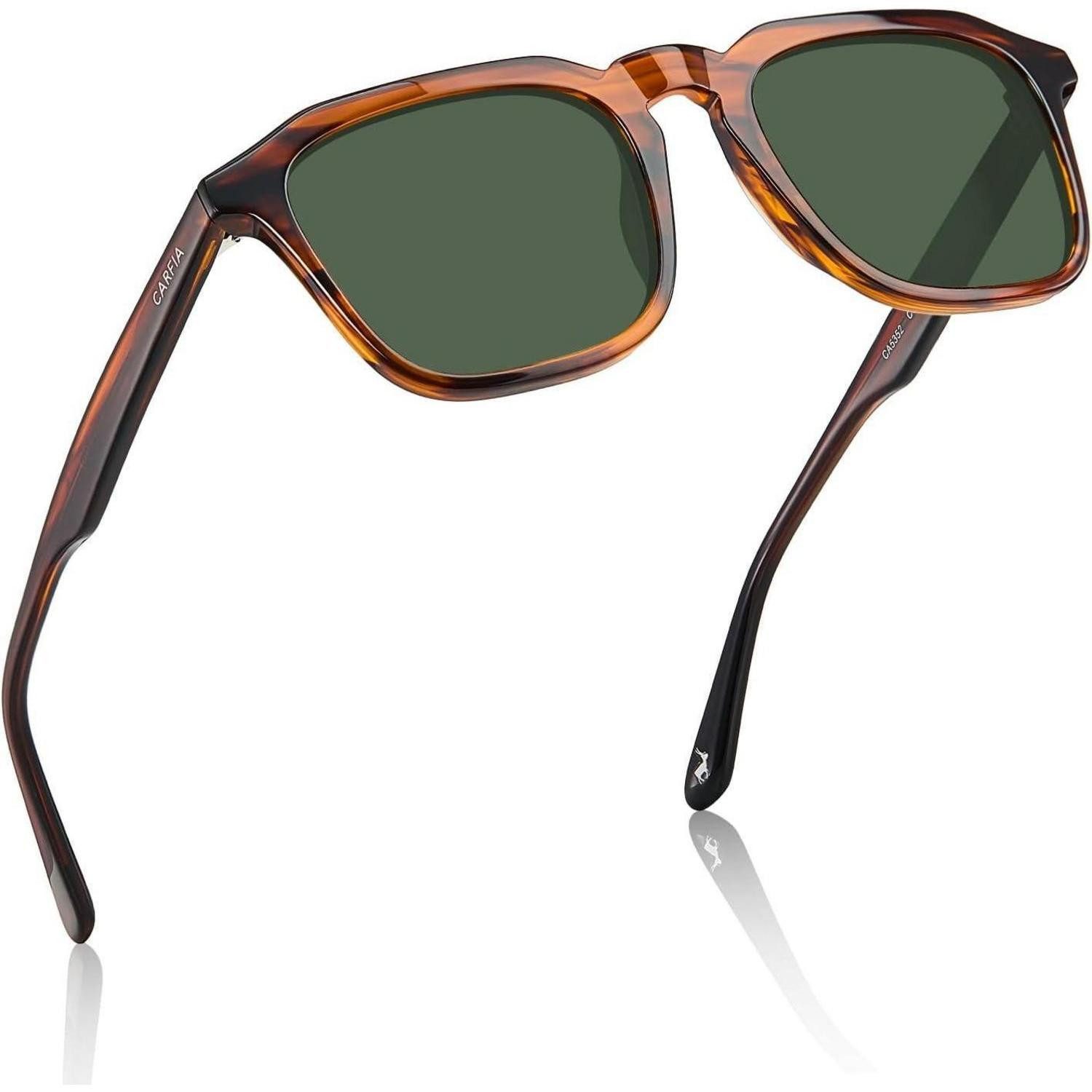 Sonnenbrille Sonnenbrille Herren Polarisierte UV Schutz Braune Rahmen Grüne Linse